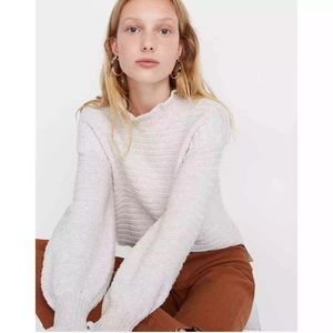 Madewell Ruffle-Neck Pullover Sweater, Size M
